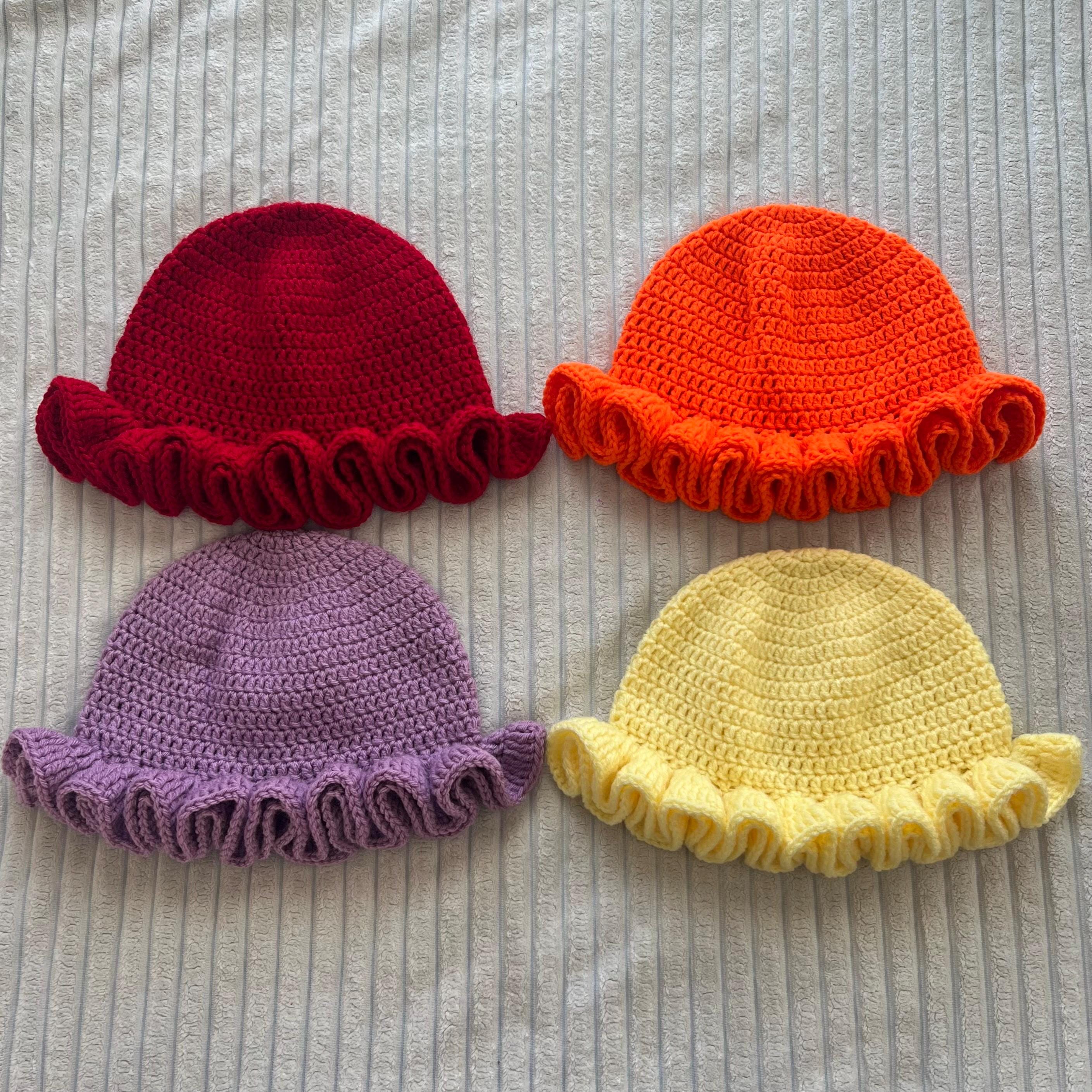 Crochet Ruffle Hats (pre-made/ready to Ship) - Etsy