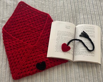 Crochet Book Sleeve with Button and Matching Bookmark (Custom)