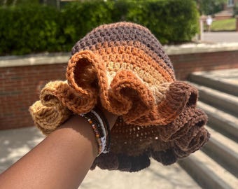 Crochet Ruffle Hat with Regular Yarn (Custom)