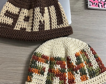 Crochet Beanie with Letters/Numbers (Custom)