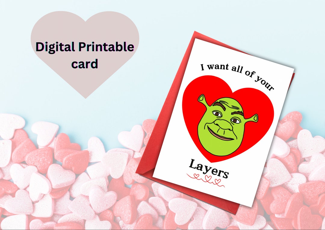 Digital Shrek Layers Valentines Day Card Funny Gift - Etsy