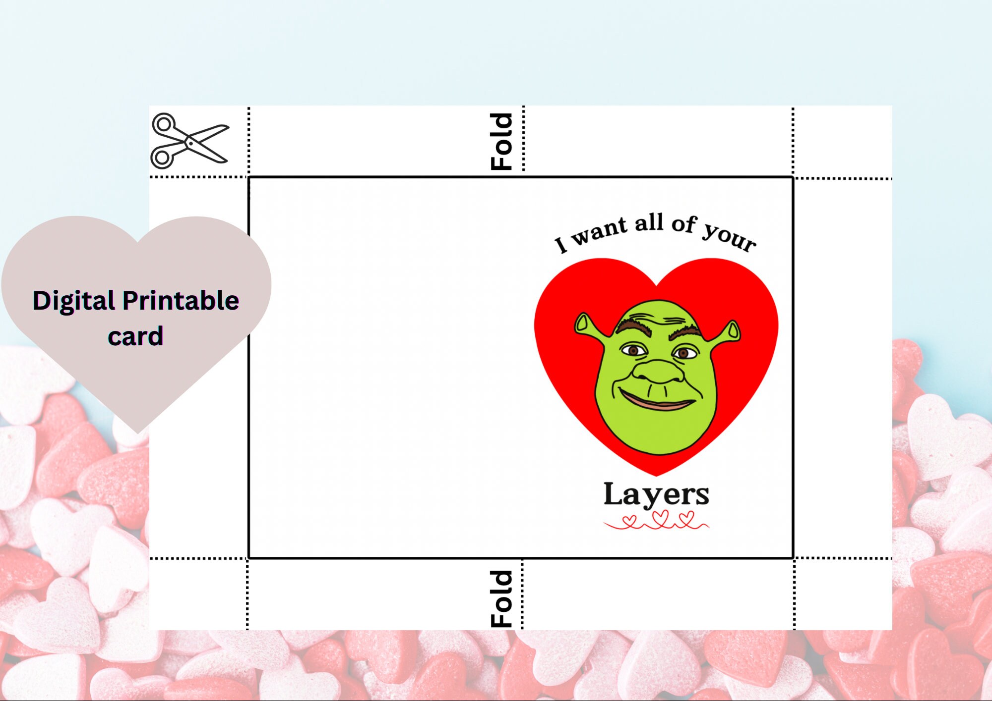 Digital Shrek Layers Valentines Day Card Funny Gift - Etsy