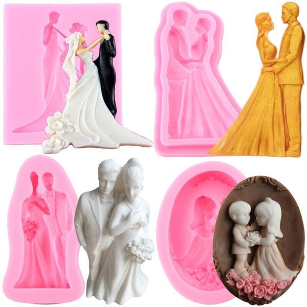 Bride and Groom Wedding Candle - Silicone Mold for Gypsum, Soap, Epoxy, Chocolate - Perfect for Wedding Favors and Decor