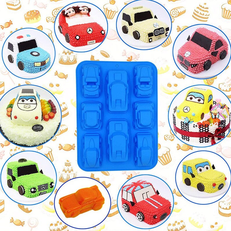 Cartoon Car Silicone Mold 6cavity Soap Making Tool Diy Fondant Cake