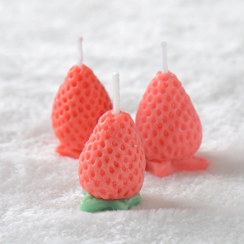 3D Two Cavity Strawberry Silicone Mold Soap Silicone Mold Candle