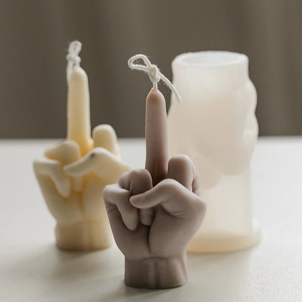 Middle finger silicon candle mold for gypsum, epoxy, soap, chocolate and ice, great and funny gift!