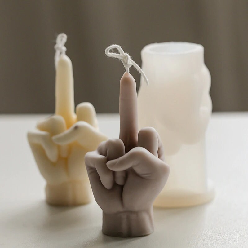 Middle Finger Gesture Silicone Candle Mold Gypsum form Carving Art  Aromatherapy Plaster Home Decoration Mold Wedding Gift Making
