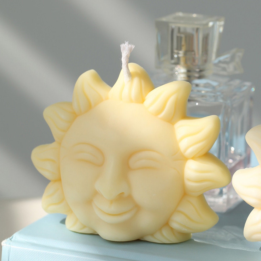 Funky Cute Windy Smile Face Candle Mold,smiley Sun Floral Candles