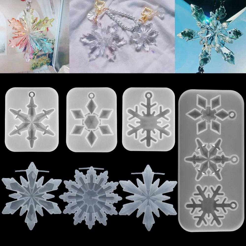3D Snowflake Mold, Faceted Ornaments Silicone Mold, Deep Snowflake Shiny  Resin Silicone Molds 