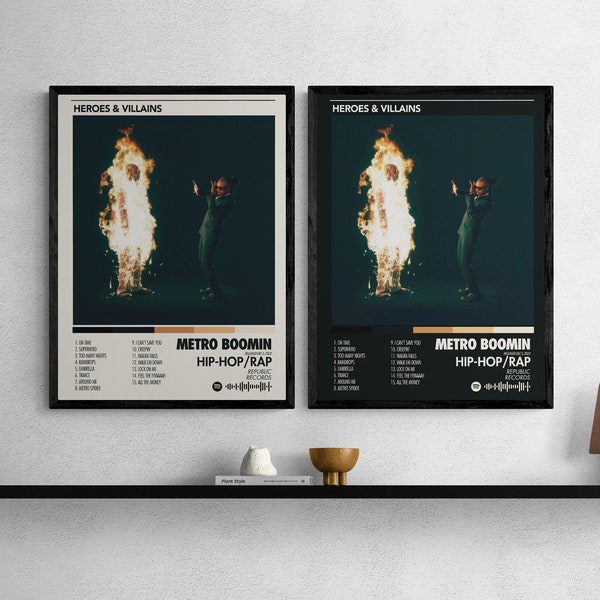 Metro Boomin | Heroes & Villains | Wall-Art, Wall Print | Album Art | Custom Music Artist Print | DOWNLOAD | WHITE | Black