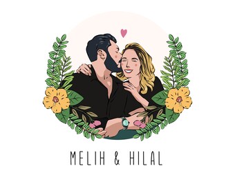 Custom Portrait, Couple Portrait, Family Portrait, Couple Illustration, Family Portrait Illustration, Custom Couple Portrait, Illustration