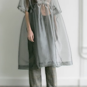 Sheer Puffy Organza Overlay Dress Organza Flared Coverup Dress Maxi Flared Dress Hercocktail Party Coverup Oversize Wedding Cape Cover