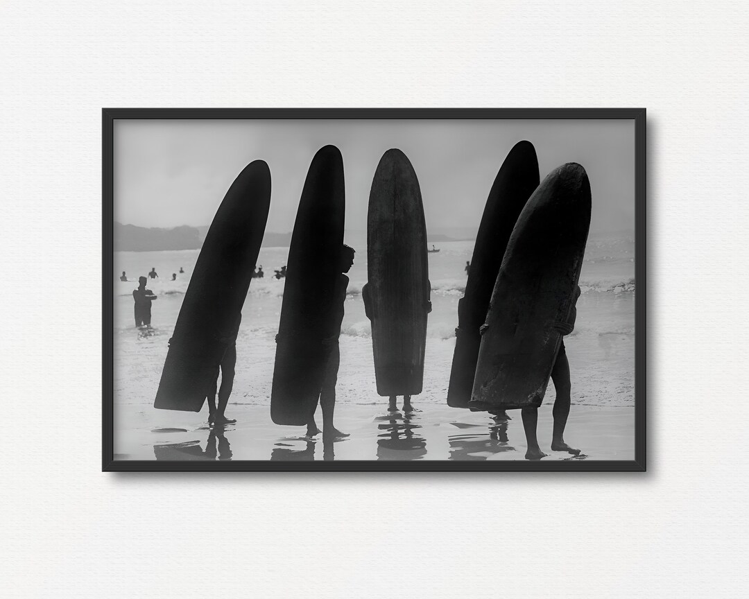 Vintage Surfing Photo Print, Old Black and White Photograph Print ...