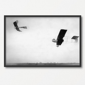 WWI Military Fighter Plane Combat, Black and White Wall Art, Airplane Wall Decor, Airplane Gift, Old Vintage Photo Print, Historical Photo