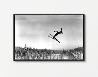 Posterlounge Stampa Su Vetro Acrilico – Sciatore Vintage – Collezione Vintage Ski – 18 X 13 Cm – Decorazione Parete Bianco E Nero