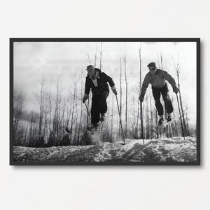 Vintage Skiing Photograph: Black and White Winter Sports Print (Digital Download)