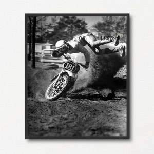 Fotografía vintage de carreras de motos de cross de los 70, impresión fotográfica antigua en blanco y negro, regalo para amantes de las motocicletas, regalo para amantes de los deportes de motor, arte mural de motocross