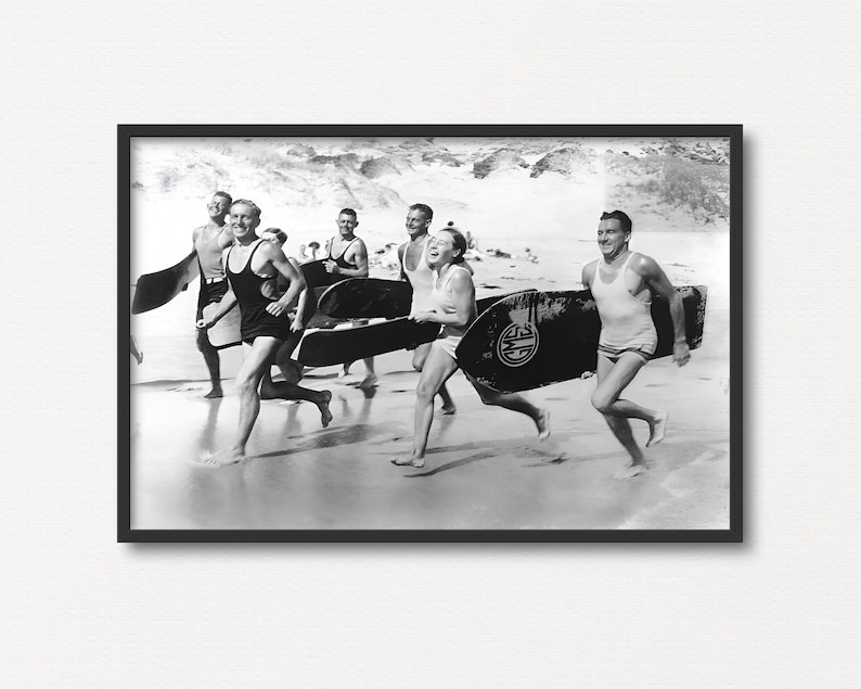 Vintage Surfing Photo Print, Old Black and White Photograph Print ...
