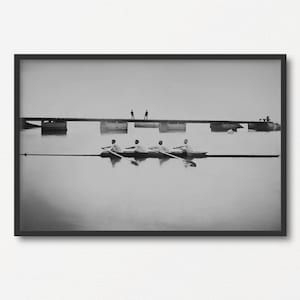 Vintage Rowing Team Crew Photography, Black and White Photo Print, Rowing Print Gift, Sports Wall Art, Old Downloadable Printable Photograph