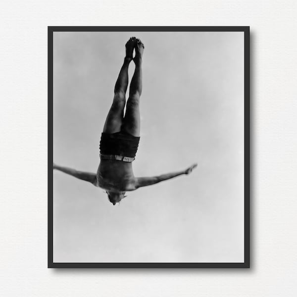 Swallow Dive Vintage Photo, Black and White Photograph, Olympic Sports Gift, Antique Sports Print, Diving Wall Art