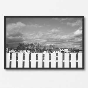 Town by the Sea, Black and White Photograph, Vintage Photography Print, Coastal Landscape Photo, Architecture Gift, Antique Travel Poster