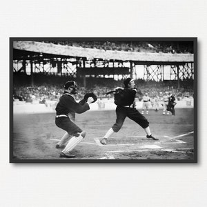 Vintage Baseball Game Photography, Black and White Photo Print, Gift for Fans, Sports Wall Art, Printable Baseball Poster, Americana Decor