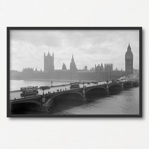 London Bridge Vintage Photo Print, fotografía en blanco y negro, impresión de decoración del hogar urbano, regalo de arquitectura, cartel de viaje antiguo antiguo