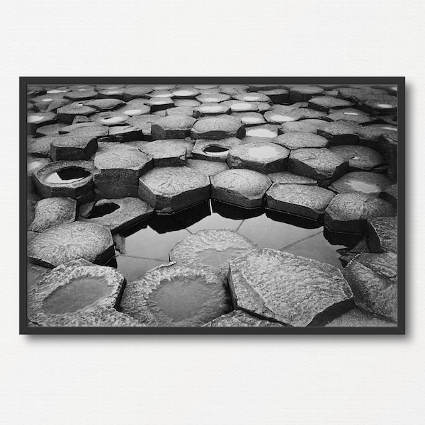 Giant's Causeway, Black and White Photograph, Vintage Photography Print, Travel Poster, Nature Reserve Photo, Old Natural Wonder Picture