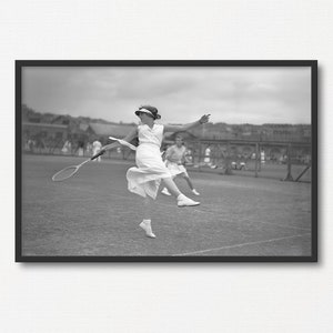 Fotografia tenisistek, czarno-białe zdjęcie w stylu vintage, prezent z nadrukiem tenisowym, sztuka ścienna sportowa, plakat tenisowy do druku