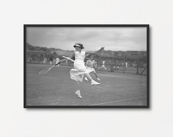 Female Woman Tennis Players Photography, Vintage Black and White Photo Print, Tennis Print Gift, Sports Wall Art, Printable Tennis Poster
