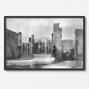 Pompeii Ancient Rome Ruins, Vintage Black and White Photograph, Ancient Photo Gift, History Teacher Gift, Old Historical Photo