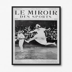 Revista deportiva francesa vintage Noticias de tenis de Wimbledon, impresión fotográfica vintage en blanco y negro, regalo para amantes del tenis, arte mural deportivo, póster de tenis