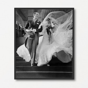 Fotografía de boda de novios, impresión fotográfica vintage en blanco y negro, regalo de San Valentín, regalo de boda, reimpresión de foto antigua
