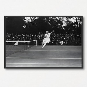 Fotografia tenisistki, czarno-białe zdjęcie w stylu vintage, prezent z nadrukiem tenisowym, sztuka ścienna sportowa, plakat tenisowy do druku