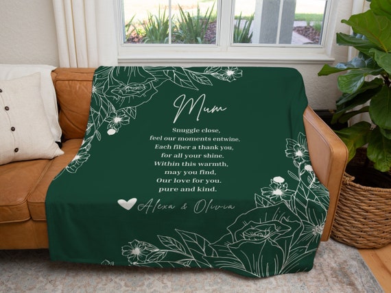 Personalised Fleece Blanket for Mum Mother s Day Gift Custom Birthday Gift Personalised Nanny Gift Floral Throw Etsy