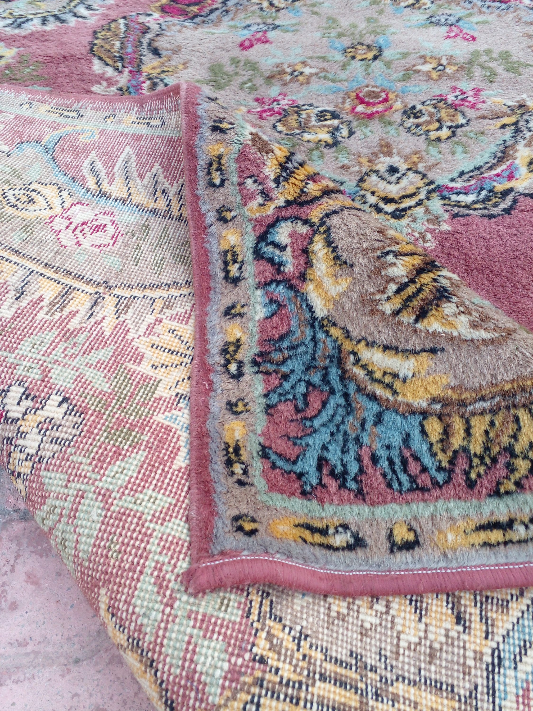 Vintage Rug Handmade From 1930s Hand-dyed Organic Wool 9x5 Ft Geometric ...