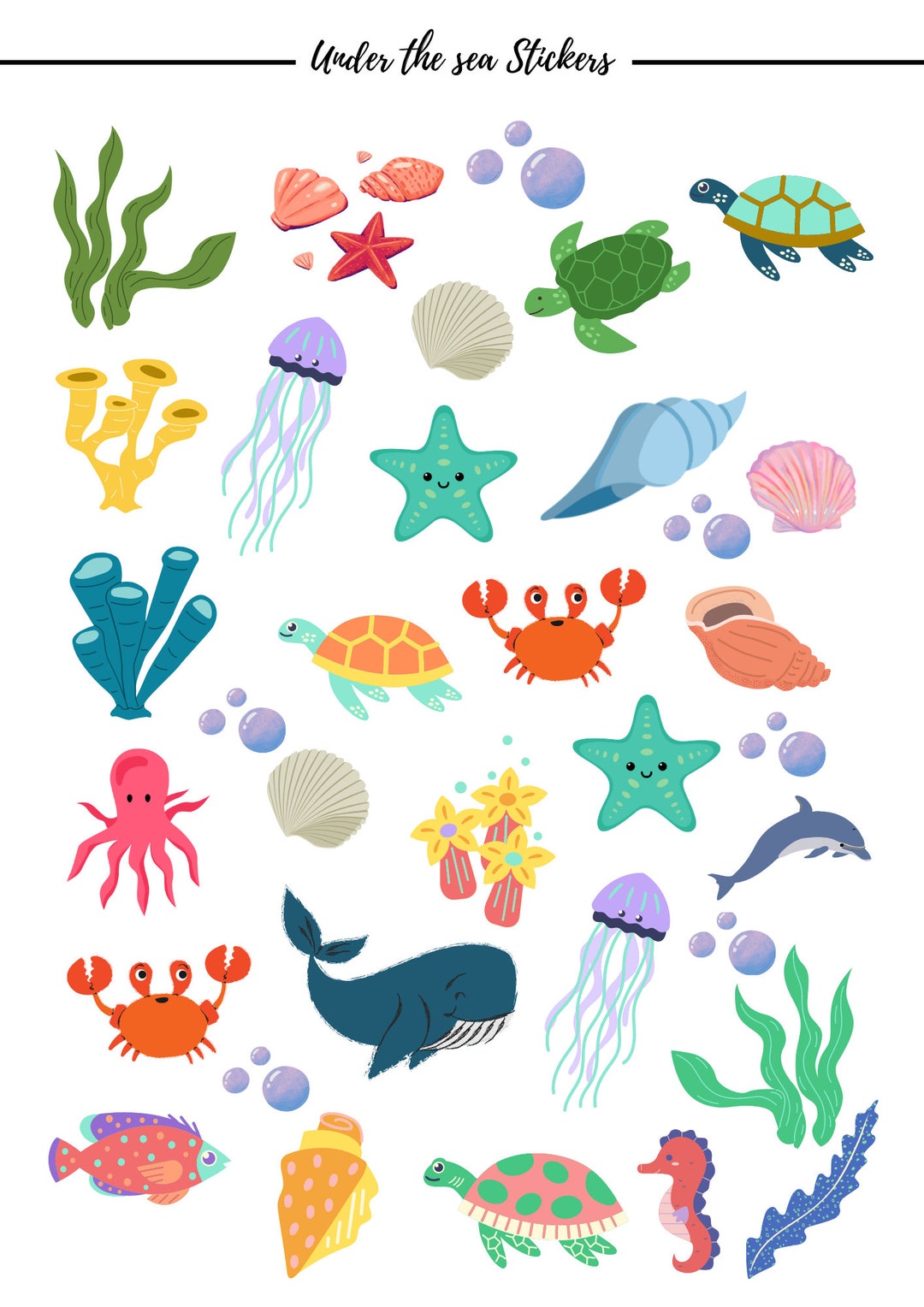 Printable Stickers Undersea Etsy