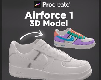 Procreate - Airforce, 3D Model,Sneaker, 3D Model,Procreate 3D,Shoes Sneakers, Procreate 3D Model, iPad