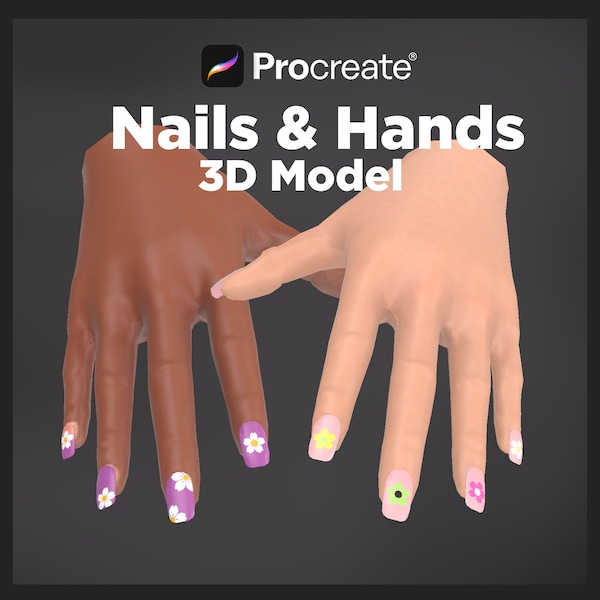 Procreate - Nails,3D Model,Nails designs, 3D Hands,Procreate 3D,Custom Nails, Procreate 3D Model,Nail Tech,French Tips,iPad