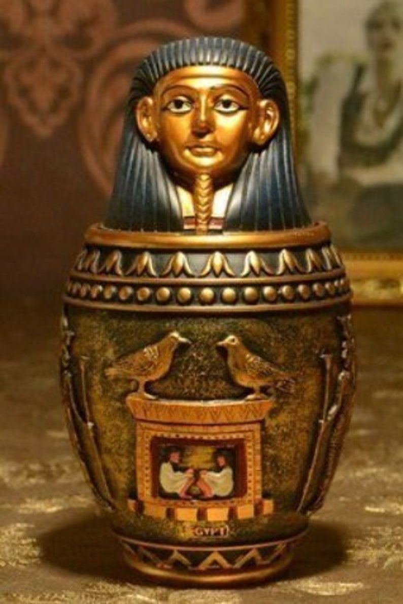 Ancient Egyptian Pot Storage Figurines Egypt Pharaoh Holy Room