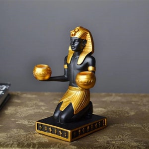 Egyptian Jura Statue- Horus Sculpture- Antique Figurine- Double Resin Candlestick- Crafts- Home Decor Accessories- Egyptian Home Decor- Gift
