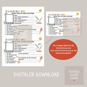 May include: A printable worksheet for a child's first day of school. The worksheet has a colorful design with a sun, pencils, and a carrot. The worksheet asks questions about the child's first day of school, such as their favorite subject and teacher. The worksheet also includes a section for the child to write their name and the year they started school.