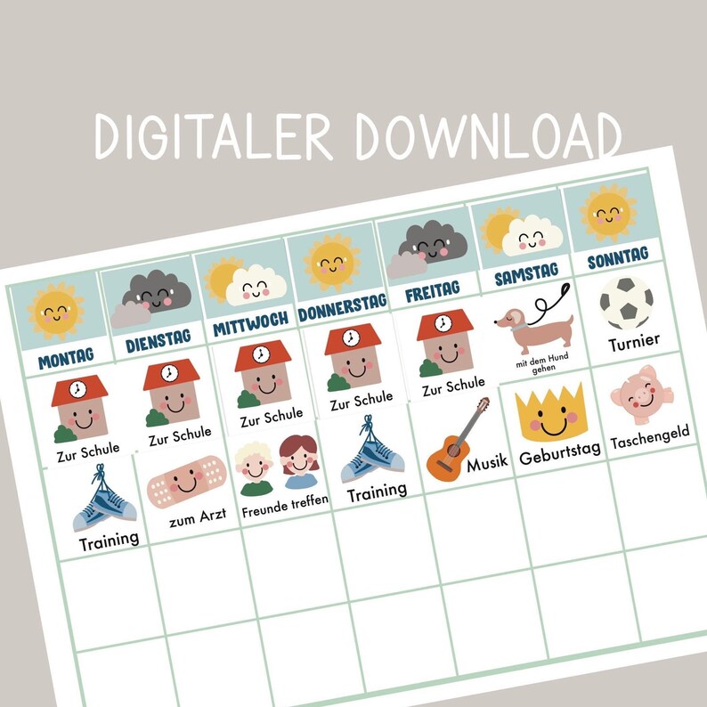 Wochenplan Kinder Zum Ausdrucken Und Laminieren, PDF Datei Routineplan ...