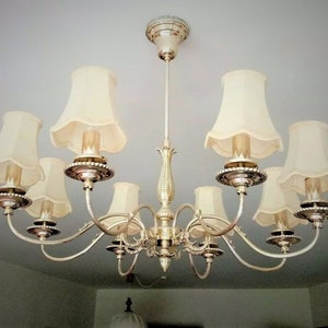 Vintage/English chandelier/ceiling lamp/8-armed/1980/silver-plated/Silver Plated