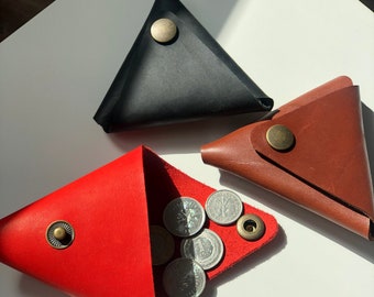 Leather coin case holder, gift for him and her, coin pouch