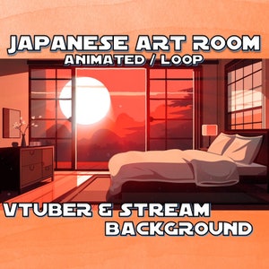 VTUBER ANIMATED BACKGROUND - Japanese Art Room  (loop, 1080p, Stream Asset, Ukiyo-e)