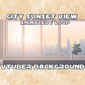VTUBER ANIMATED BACKGROUND - City Sunset View  (loop, 1080p, stream asset)