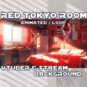 ANIMATED VTUBER BACKGROUND | Red Tokyo Room (loop, 1080p, stream overlay, cozy, lofi)