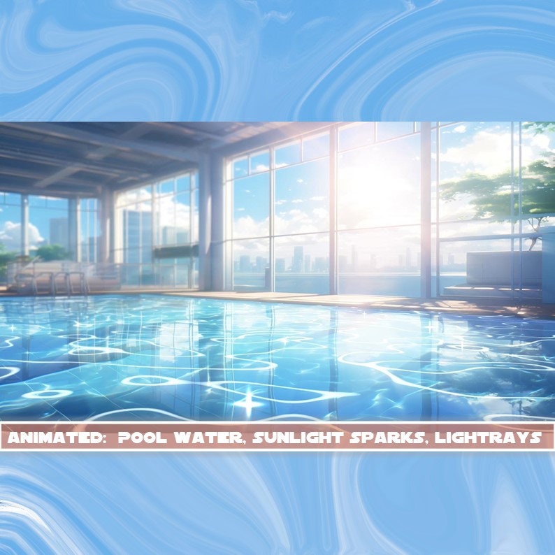 ANIMATED STREAM BACKGROUND Anime Poolside loop 1080p - Etsy