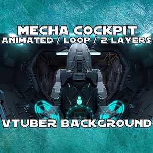VTUBER ANIMATED BACKGROUND - Mecha Cockpit  (loop, 1080p, Stream Asset)